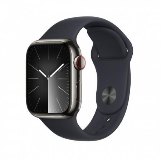 APPLE Watch Series 9 GPS + Cellular 45mm Graphite Stainless Steel Case with Midnight Sport Band - M/L