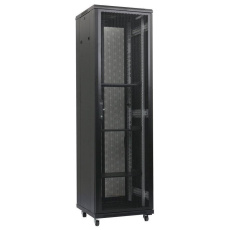 XtendLan 19" stojanový rozvaděč 42U 600x1000, nosnost 1000kg, perforované dveře i záda, kolečka, rozložený, černý