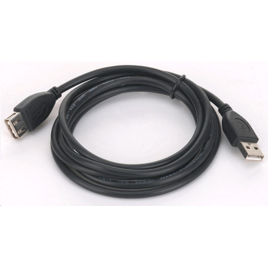 GEMBIRD Kabel USB 2.0 A-A prodlužovací 1,8m Professional (černý, zlacené kontakty)