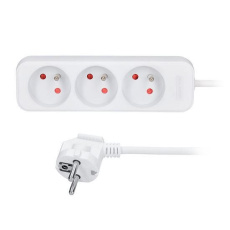 Solight prodlužovací přívod 3m, 3 zásuvky, 16A/3680W, PVC, bílý