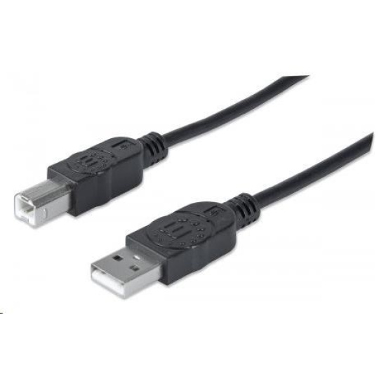 MANHATTAN Hi-Speed USB Device Cable, Type-A Male to Type-B Male, 0,5m, Black