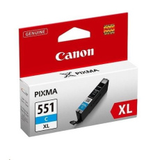 Canon CARTRIDGE CLI-551C XL azurová pro Pixma iP, Pixma iX, Pixma MG a Pixma MX 6850, 725x, 925, 8750 (695 str.)