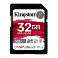 Kingston SDHC karta 32GB Canvas React Plus SDHC UHS-II 300R/260W U3 V90 for Full HD/4K/8K