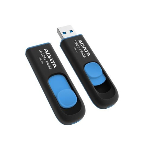 ADATA Flash Disk 256GB UV128, USB 3.1 Dash Drive (R:90/W:40 MB/s) černá/modrá