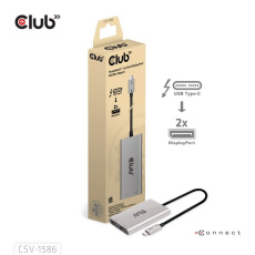Club3D Video hub Thunderbolt 3 na 2x DP, Dual 4K60Hz nebo Single 8K60Hz/4K120Hz