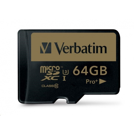 VERBATIM MicroSDXC karta 64GB PRO+ Class 10, UHS 1 (R:90/W:80 MB/s)