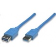 MANHATTAN Kabel USB 3.0 A-A prodlužovací 1m, modrý