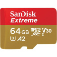 SanDisk micro SDXC karta 64GB Extreme Action Cams and Drones (170 MB/s Class 10, UHS-I U3 V30) + adaptér