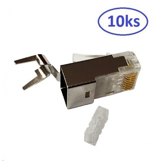 Konektor STP RJ45 (8p8c), Cat6A, 50µm, skládaný, drát - 10 ks