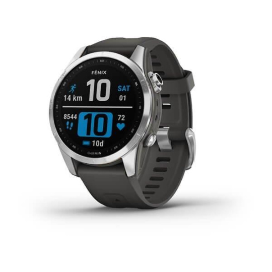 Garmin fenix 7s Glass, Silver/ Graphite Silicone Band, EU