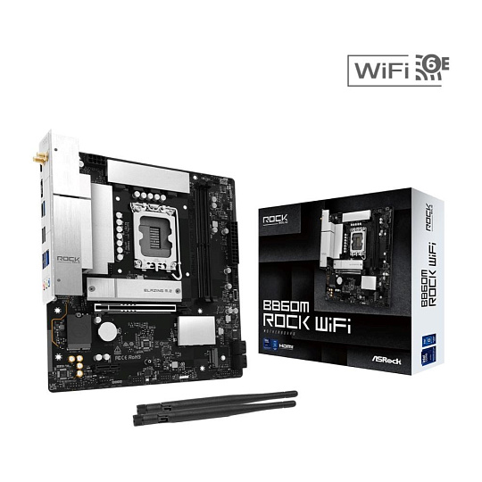 ASRock MB Sc LGA1851 B860M ROCK WIFI, Intel B860, 2xDDR5, 1xHDMI, 1x DP, WiFi, mATX ASRock MB Sc LGA1851 B860M ROCK WIFI, Intel B860, 2xDDR5, 1xHDMI, 1x DP, WiFi, mATX