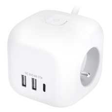 Solight 3z + USB A+C prodlužovací přívod - kostka, kabel 2m, 3 x 1mm2, bílý, vypínač Solight 3z + USB A+C prodlužovací přívod - kostka, kabel 2m, 3 x 1mm2, bílý, vypínač