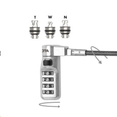 DICOTA Universal Security Cable Lock, 3 Exchangeable heads fits all slots, preset code DICOTA Universal Security Cable Lock, 3 Exchangeable heads fits all slots, preset code