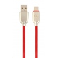 GEMBIRD Kabel USB 2.0 AM na Type-C kabel (AM/CM), 1m, pogumovaný, červený, blister, PREMIUM QUALITY