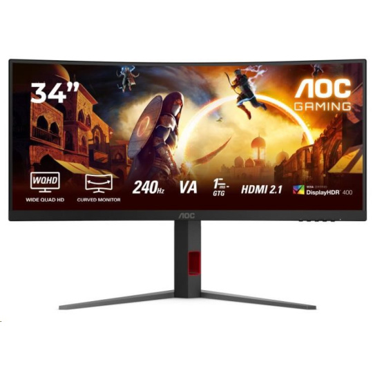 AOC MT 34" CU34G4Z - 3440x1440,VA,240Hz,2xHDMI,DP,USBhub,Pivot,Zakřivený