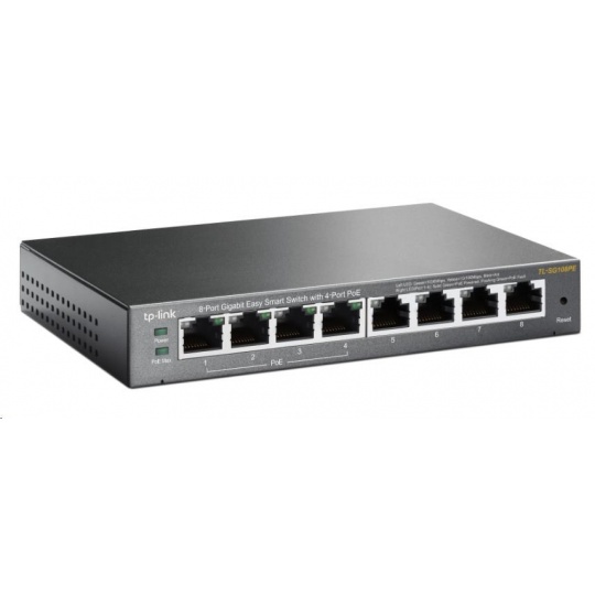 TP-Link Easy Smart switch TL-SG108PE (8xGbE, 4xPoE+, 64W, fanless)