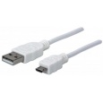 MANHATTAN Kabel propojovací USB 2.0  A Male / Micro-B Male, 1.8m, bílý