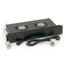 TRITON 19" ventilační jednotka, 2 ventilátory-230V/70W, termostat, šedá