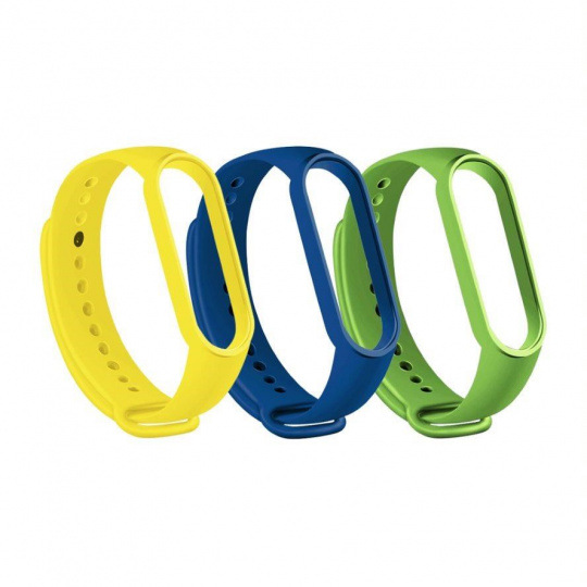 RhinoTech řemínek pro Xiaomi Mi Band 7, (3-pack), tmavě modrá / žlutá / zelená