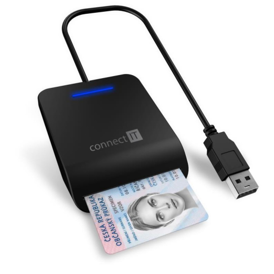 CONNECT IT USB čtečka eObčanek a čipových karet, černá