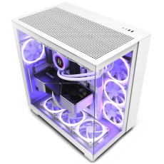 NZXT skříň H9 Flow dvoukomorová ATX / 4x120mm fan / až 10xfan / perforovaný top / proskl. bočnice, front / bílá