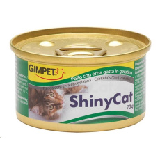 SHINY CAT kure+kocici trava 70g konzerva