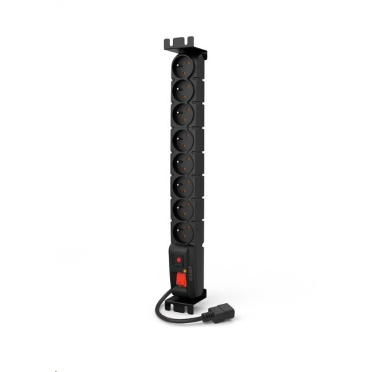 19" rozvodný panel ACAR 8x230V s IEC konektorem pro UPS, vypínač, indikátor napětí, přepěťová ochrana, kabel 5m 19" rozvodný panel ACAR 8x230V s IEC konektorem pro UPS, vypínač, indikátor napětí, přepěťová ochrana, kabel 5m