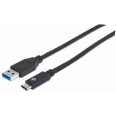 Manhattan USB kabel, USB 3.1 Gen 2, USB-A Male na USB-C Male, 10 Gbps, 50cm, černá