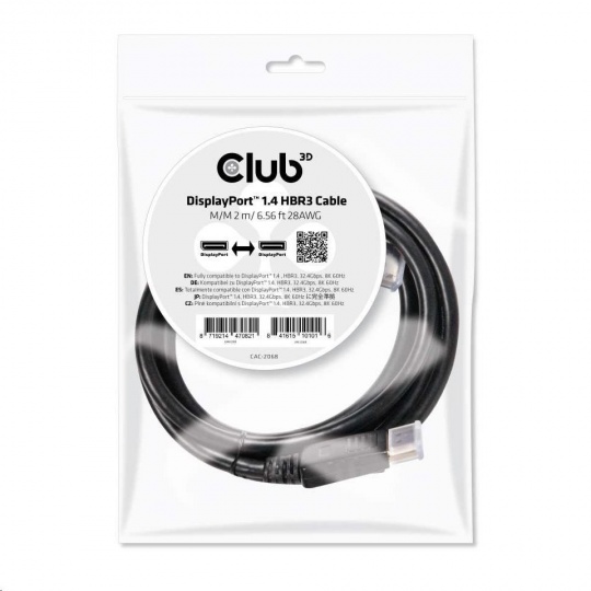 Club3D Kabel DisplayPort 1.4 HBR3 8K60Hz (M/M), 2m
