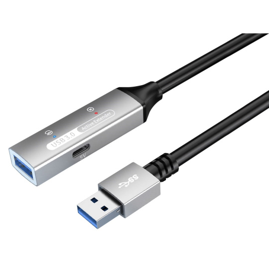 PREMIUMCORD USB 3.2. repeater a prodlužovací kabel Male-Female, 5Gbps Aluminium 15m