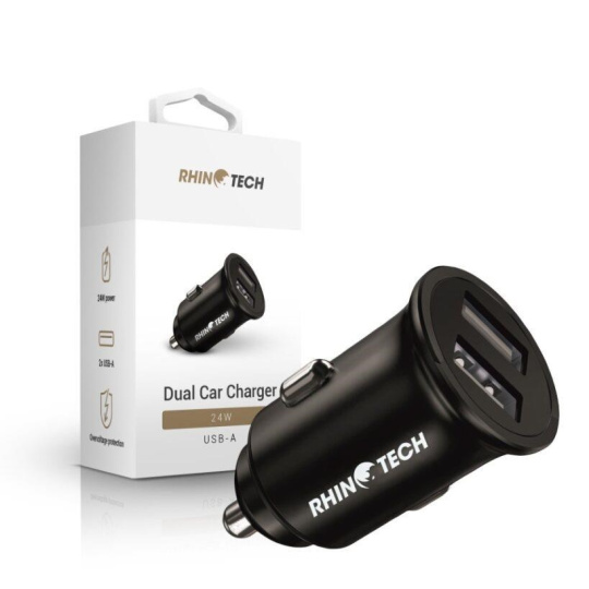 RhinoTech LITE MINI kovový duální USB-A nabíjecí adaptér do auta 24W černá RhinoTech LITE MINI kovový duální USB-A nabíjecí adaptér do auta 24W černá