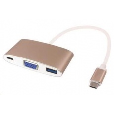 PREMIUMCORD Převodník USB3.1 na VGA + USB3.0 + PD