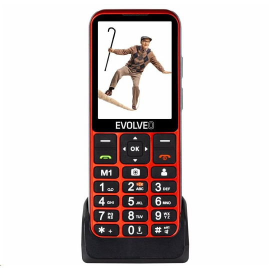 BAZAR - EVOLVEO EasyPhone LT, mobilní telefon pro seniory s nabíjecím stojánkem, červená - Po opravě (Komplet)