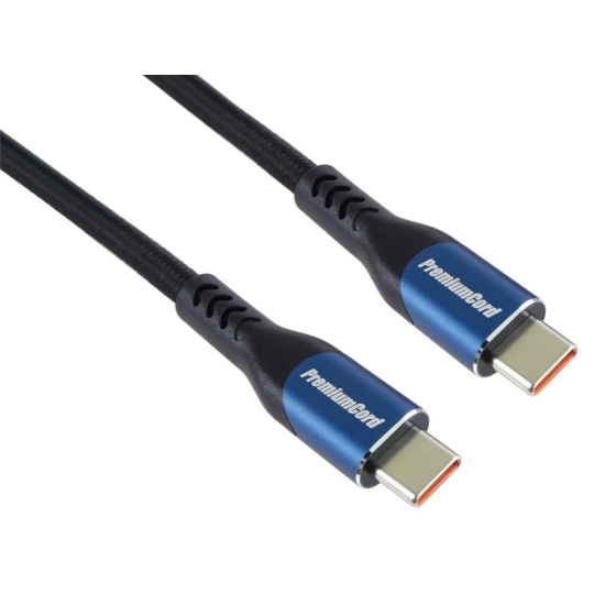 PremiumCord USB-C kabel ( USB 3.2 GEN 2x2, 5A, 100W, 20Gbit/s ) 2m, bavlněný oplet PremiumCord USB-C kabel ( USB 3.2 GEN 2x2, 5A, 100W, 20Gbit/s ) 2m, bavlněný oplet