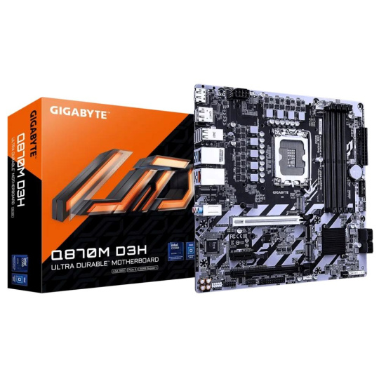 GIGABYTE MB Q870M D3H, Intel Q870, 4xDDR5, DP, HDMI, mATX GIGABYTE MB Q870M D3H, Intel Q870, 4xDDR5, DP, HDMI, mATX
