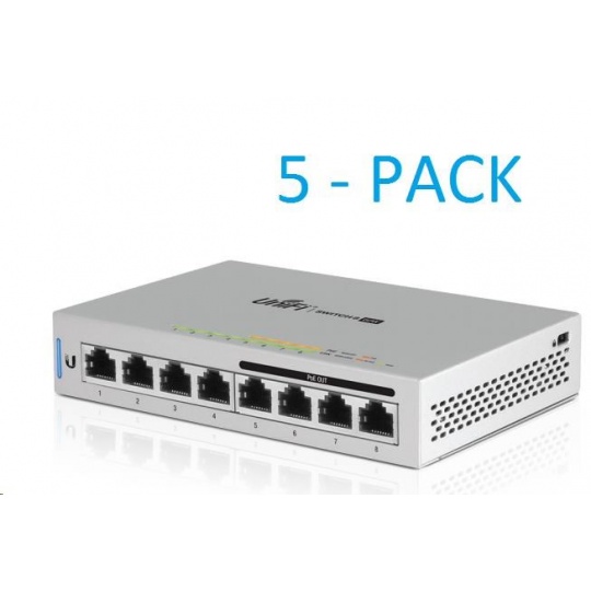 UBNT UniFi Switch US-8-60W, 5-PACK, vč. napájecích adaptérů [8xGigabit, 4xporty s PoE 60W 802.3af, non-blocking 8Gbps]