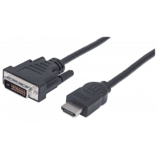 MANHATTAN kabel HDMI Male to DVI-D 24+1 Male, Dual Link, Black, 1,8m