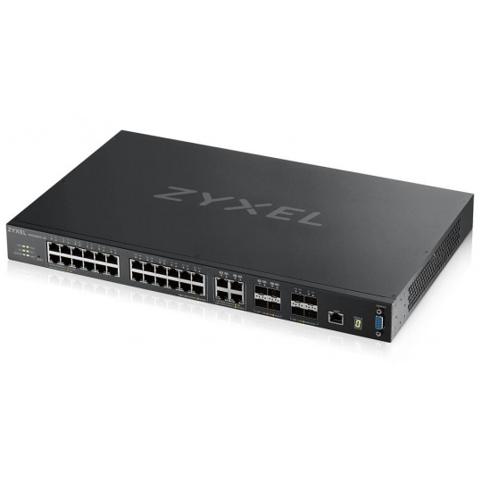 Zyxel XGS4600-32 L3 Managed Switch, 24x gigabit RJ45, 4x gigabit/SFP, 4x 10G SFP+, stackable, dual PSU