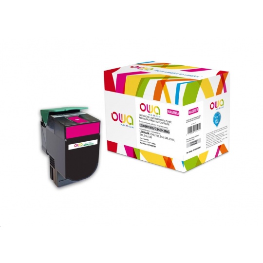 OWA Armor toner pro LEXMARK C540, 543, 544, 546, X543, X544, X546, X548, 2000 Stran, C540H1MG, červená/magenta