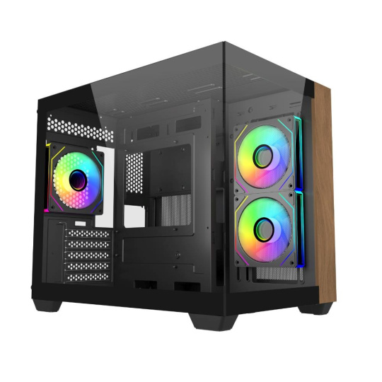 Cooler Master case Elite 481 Wood, ATX, Průhledná bočnice, 3x 120mm ARGB Fan, Černá Cooler Master case Elite 481 Wood, ATX, Průhledná bočnice, 3x 120mm ARGB Fan, Černá