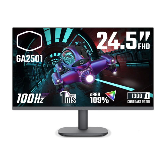 Cooler Master LCD - 24.5", 1920x1080, 100Hz, 1300:1, 250cd/m2, 1ms, 1xHDMI, 1xVGA, IPS