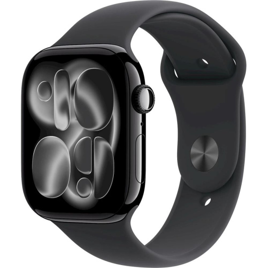 Apple Watch Series 11 GPS + Cellular 46mm Jet Black Aluminium Case with Black Sport Band - M/L
