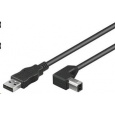 PREMIUMCORD Kabel USB 2.0 A-B propojovací 3m - zahnutý B konektor 90°