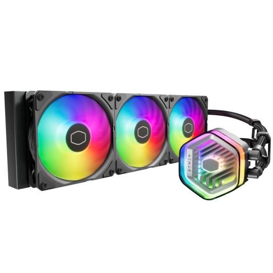 BAZAR - Cooler Master vodní chladič MasterLiquid 360 Atmos ARGB, 3x120mm, černá - Poškozený obal (Komplet)