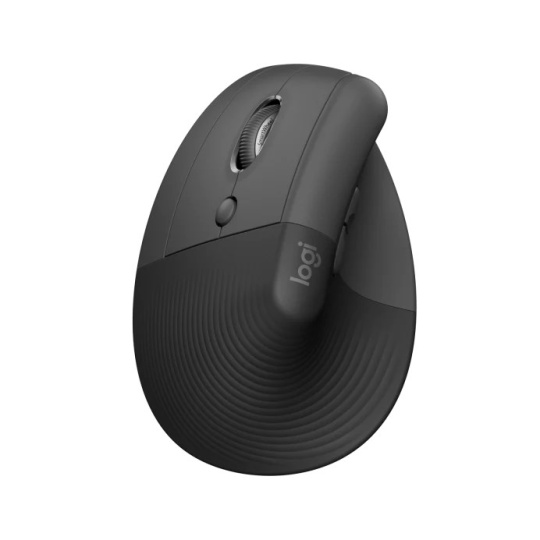 Logitech Lift Vertikální ergonomická myš pro Business, pro leváky, 2.4GHZ/BT, graphite/black