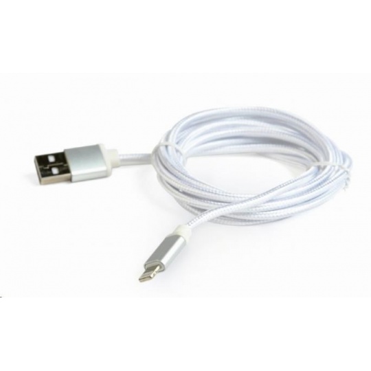 GEMBIRD Kabel USB 2.0 Lightning (IP5 a vyšší) nabíjecí a synchronizační kabel, opletený, 1,8m, stříbrný, blis