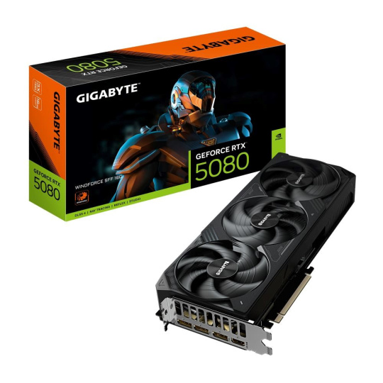 GIGABYTE VGA NVIDIA GeForce RTX 5080 WINDFORCE 16G, 16G GDDR7, 3xDP, 1xHDMI GIGABYTE VGA NVIDIA GeForce RTX 5080 WINDFORCE 16G, 16G GDDR7, 3xDP, 1xHDMI