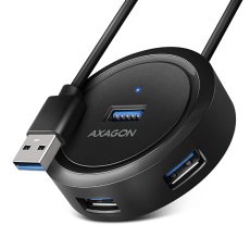 AXAGON HUE-P1A, 4x USB 3.2 Gen 1 ROUND hub, micro USB napájecí konektor, kabel USB-A 30cm AXAGON HUE-P1A, 4x USB 3.2 Gen 1 ROUND hub, micro USB napájecí konektor, kabel USB-A 30cm