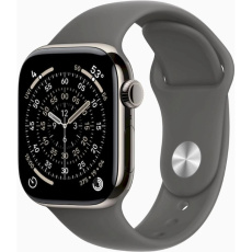 Apple Watch Series 11 GPS + Cellular 42mm Natural Titanium Case with Stone Grey Sport Band - S/M