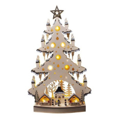 Solight LED dřevěný vánoční stromek s dekoracemi, 23x LED, přírodní barva, 64cm, 2x AA Solight LED dřevěný vánoční stromek s dekoracemi, 23x LED, přírodní barva, 64cm, 2x AA